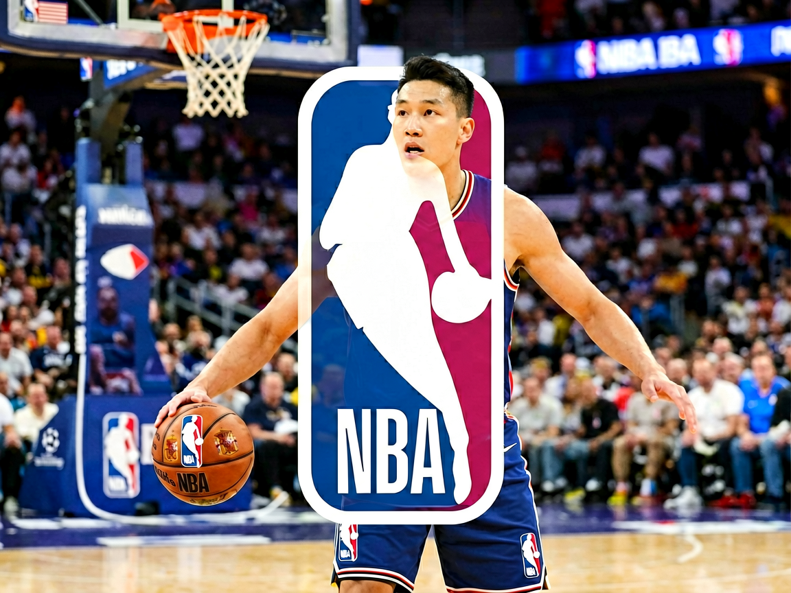 NBA联赛标志与篮球元素，代表美国职业篮球联赛